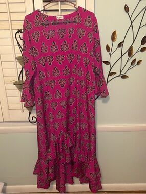 At Last Magenta Floral Maxi Dress with Ruffle Hem
